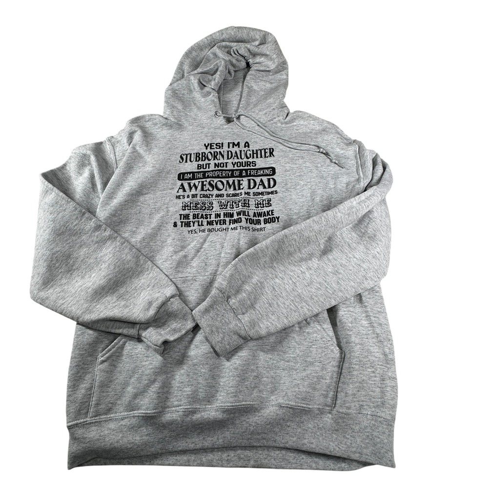 Jerzees Nublend Stubborn Daughter Awesome Dad Graphic Hoodie - Medium